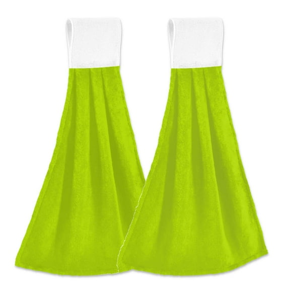 Bright green lime neon color Hanging Kitchen Hand Towels Sets with Loop Hand Towels Kitchen Tie Towel 2pcs