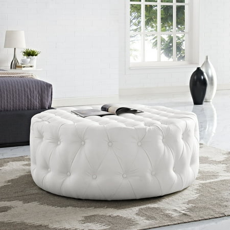 Modway Amour Leatherette Ottoman, White