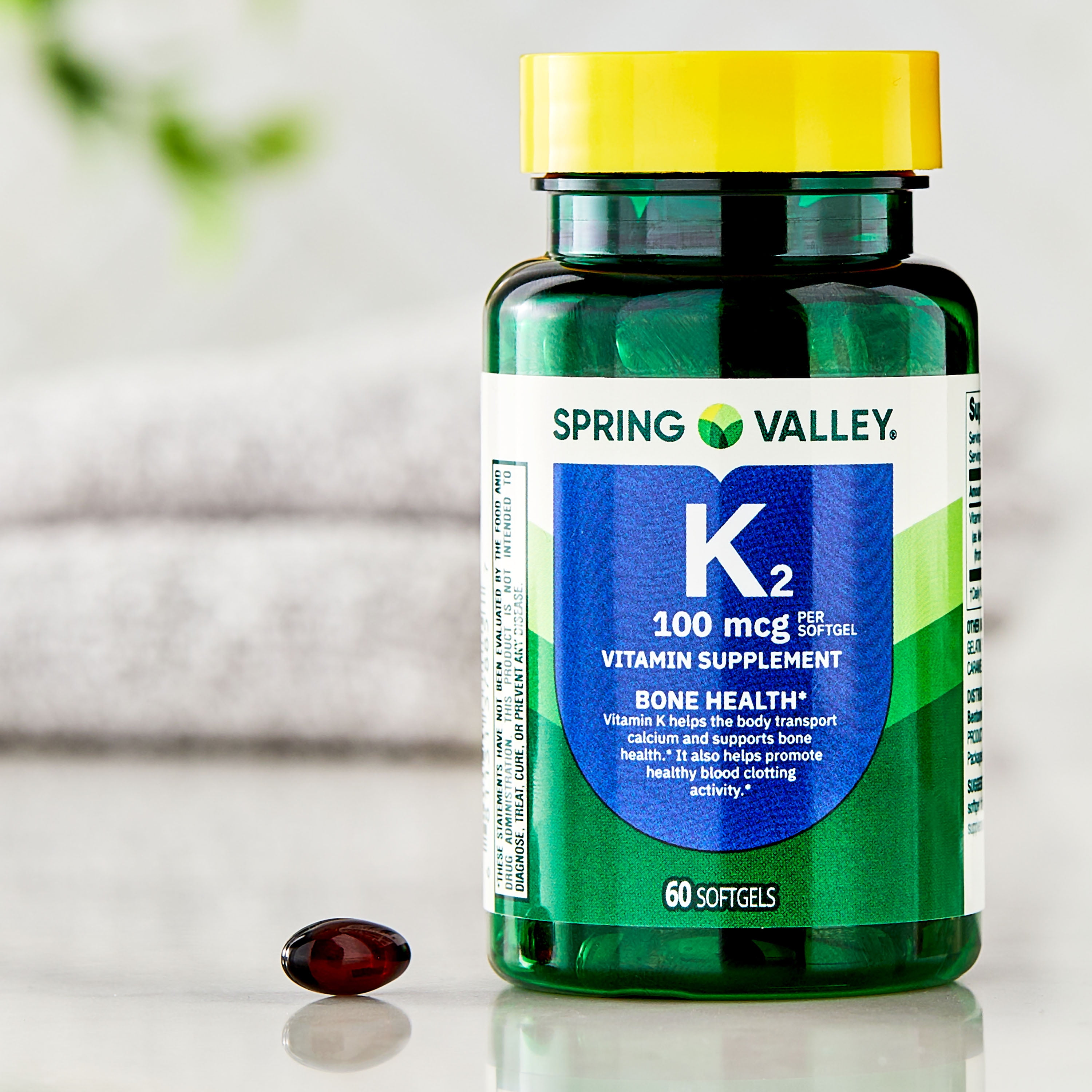 Spring Valley Vitamin K2 Supplement Softgels, 100 mcg, 60 Count