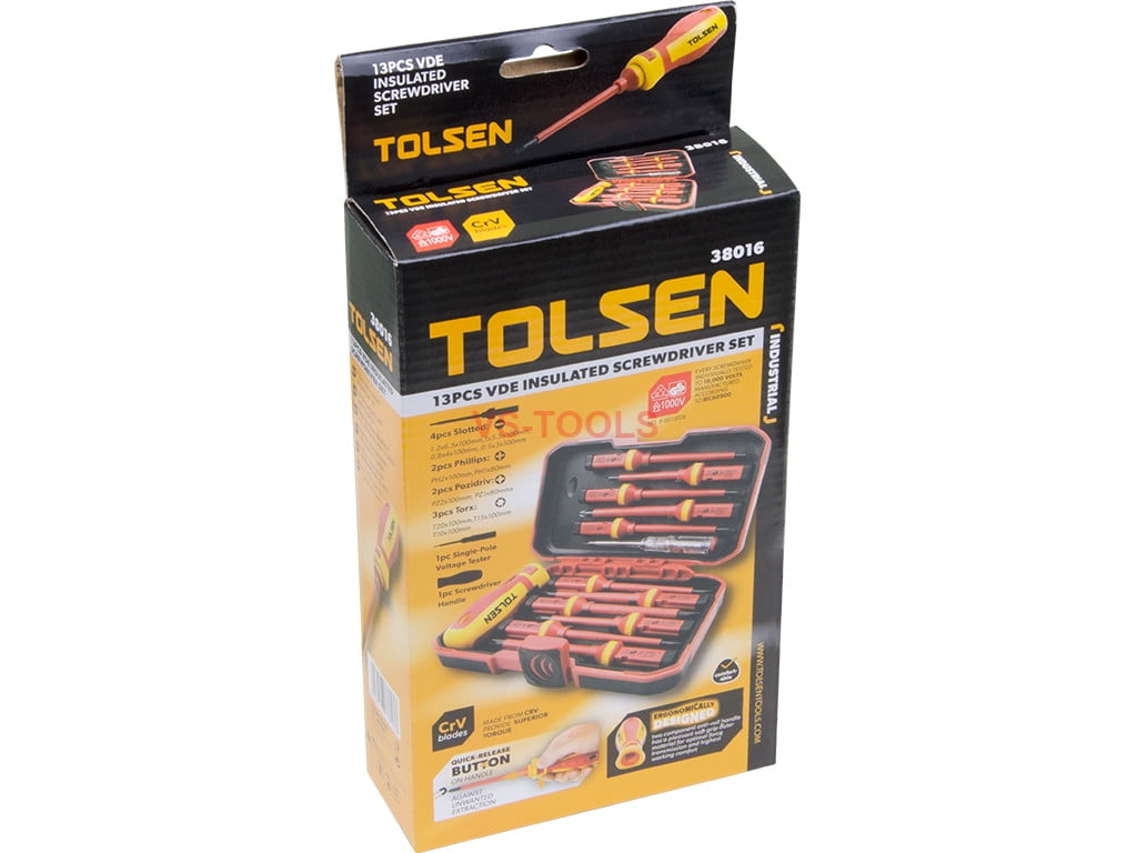 13pcs Tolsen Interchangeable VDE 1000V Power Insulated Screwdriver Set