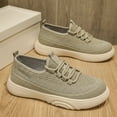 thumbnail image 5 of Domuza Womens Striped Fly Knit Slip On Sneakers, Elastic No-Tie Lace Lightweight Platform Casual Walking Shoes with Fashion Letter Detail Green 8.5（EU-41）, 5 of 5