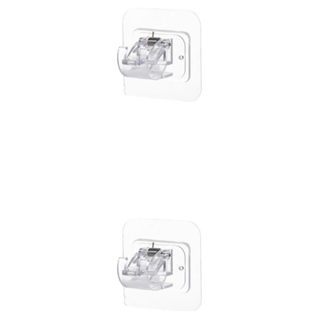kurtrusly Home Bathroom Kitchen Self Adhesive Window Curtain Rod Clip Nail-free Puncture-free Towel Rods Holder Hanger Clamp Transparent 1pc 2Set