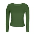 thumbnail image 6 of fatyb Women's Long Sleeve Ribbed Tops Casual Knit Basic Tee Crew Neck Lightweight T-Shirts for Going Out, 6 of 7