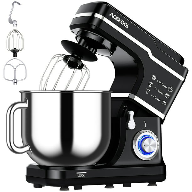 GlorySunshine Stand Mixer for Kitchen ,660W 10-Speed Cake Electric Stand  Mixer with 7.5 QT Stainless Steel Bowl, Splash Guard, Dough Hook, Mixing  Beater & Whis（Black) - Walmart.com