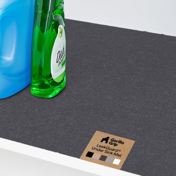 GORILLA GRIP LeakGuard Under Sink Mat, Waterproof Shelf Liner, Non-Adhesive, 24x30 Charcoal