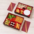 thumbnail image 4 of Bento Tek Rectangle Black and Red Large Japanese Style Bento Box - 6 Compartments - 12 1/4" x 9 3/4" x 2 1/4" - 1 count box, 4 of 11