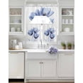 thumbnail image 4 of Light Blue Tulip Kitchen Curtains Swag Valance and Tier Curtains Set 36 Inch Length, Elegant Modern Rustic Botanical Floral Rod Pocket Drape Panels Pair Swag Curtain for Bathroom/Cafe/Window, 4 of 6