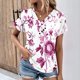 thumbnail image 2 of Mujeres de Verano Superior, V-Cuello Casual Camiseta de Moda de Manga Corta Hecha de Cómodo Estante de Imitación para Toda la Temporada de Uso Diario, Camisetas Cortas para Mujeres, 2 of 4