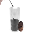 thumbnail image 3 of Unique Bargains 1 Pc Heightened U-Shaped Cup Cylindrical Cover Acrylic Cotton Swab Holder Bathroom Transparent Dark Brown, 3 of 6