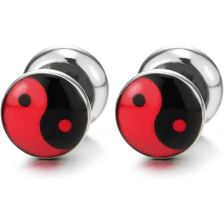 Orecchini Uomo Yin Yang Dilatatore Fake Plug, Orecchini Da Uomo Donna, Acciaio Orecchini Uomo Magnetici