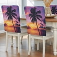 thumbnail image 2 of Summer Beach Sunset Landscape Chair Covers Set of 6 Coastal Ocean Palm Tree Red Cloud Sky Chair Back Covers Stretch Removable Washable Slipcovers Protector for Dining Room Kitchen Party Decor, 2 of 9