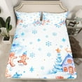 thumbnail image 2 of Manfei Kawaii Gingerbread Man Bed Sheets,Blue Christmas Snowflake King Sheets,Cartoon Xmas Tree Sheet Set For Girls Boys,Luxury Bedroom Decor,4-Piece, 2 of 7