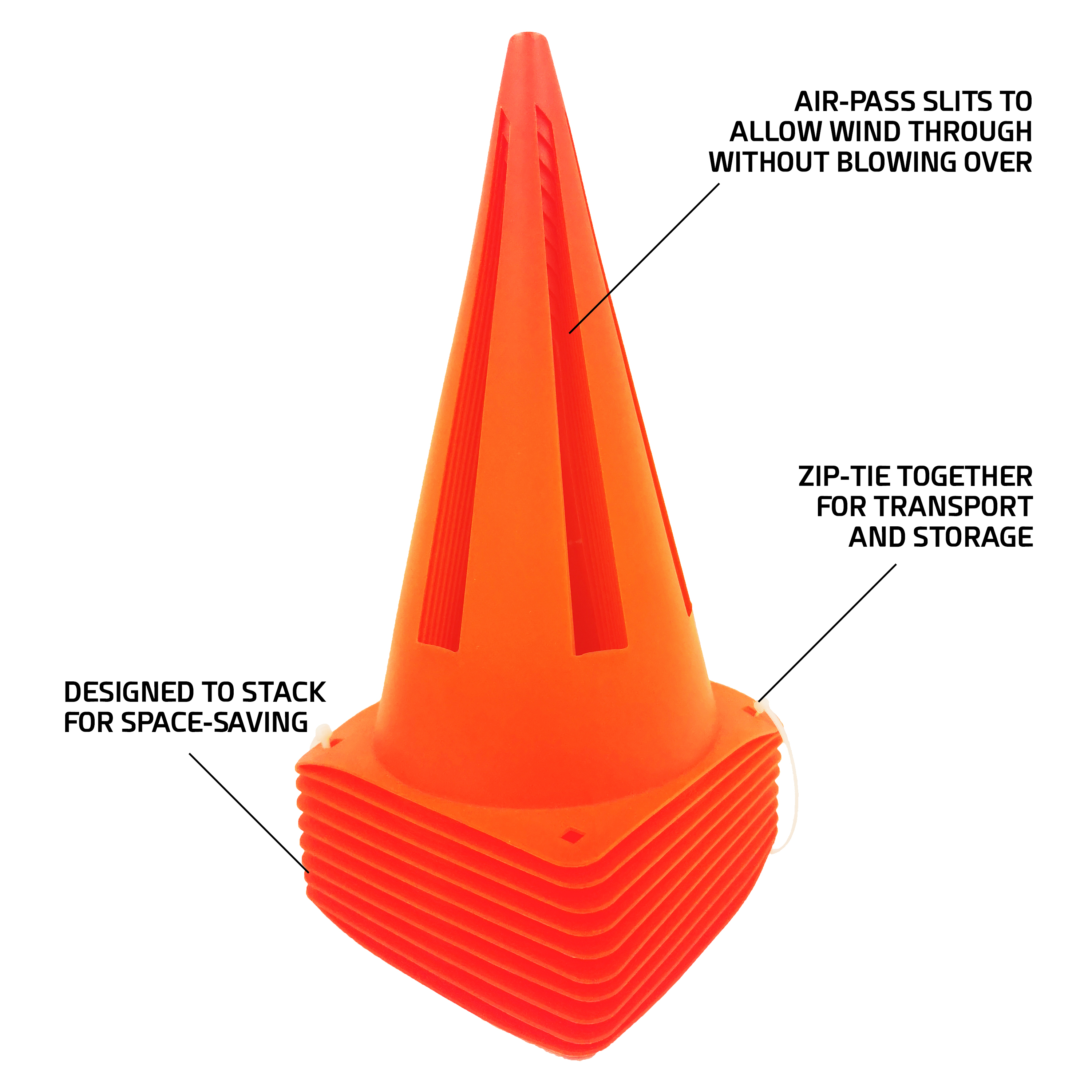 Athletic Works 9" Orange Field Training Cones 10 Pack, Durable PVC Material - image 3 of 8