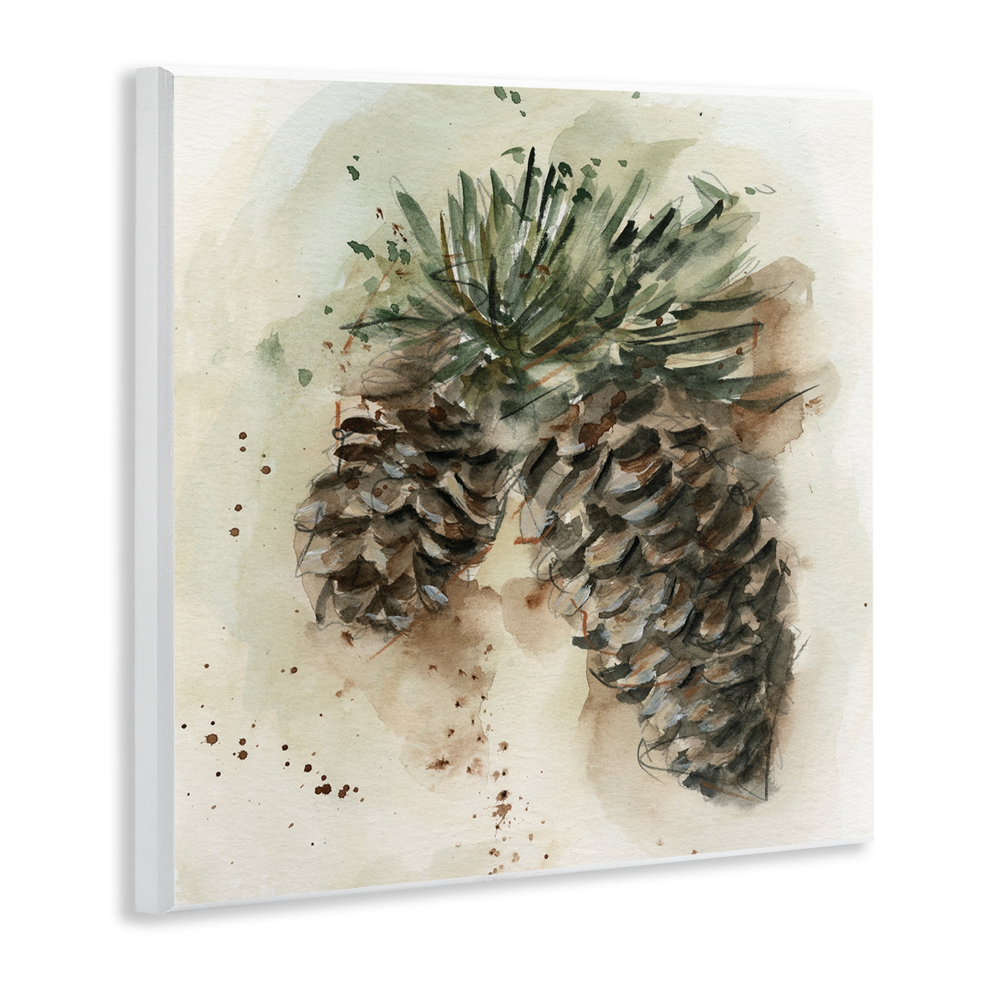 Stupell Industries Pine Cone Watercolor Plants & Flowers Painting Unframed Art Print Wall Art, 12 x 12