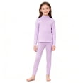 thumbnail image 3 of PInxia Fall Unisex Clothes Girls Boys Thermal Underwear Sets High Neck Long Sleeve Tops Elastic Waisted Slim Leg Pants Comfy 2 Piece Outfits,Purple,7-8 Years, 3 of 4