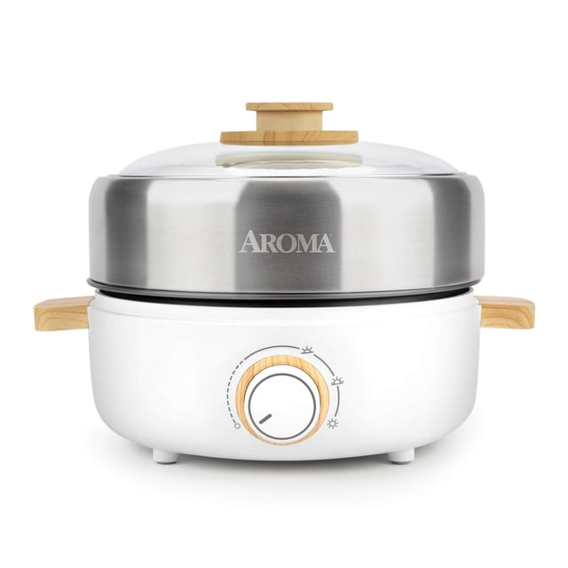 Olla grill para interiores AROMA AMC-130 de acero inoxidable, 2.5 L