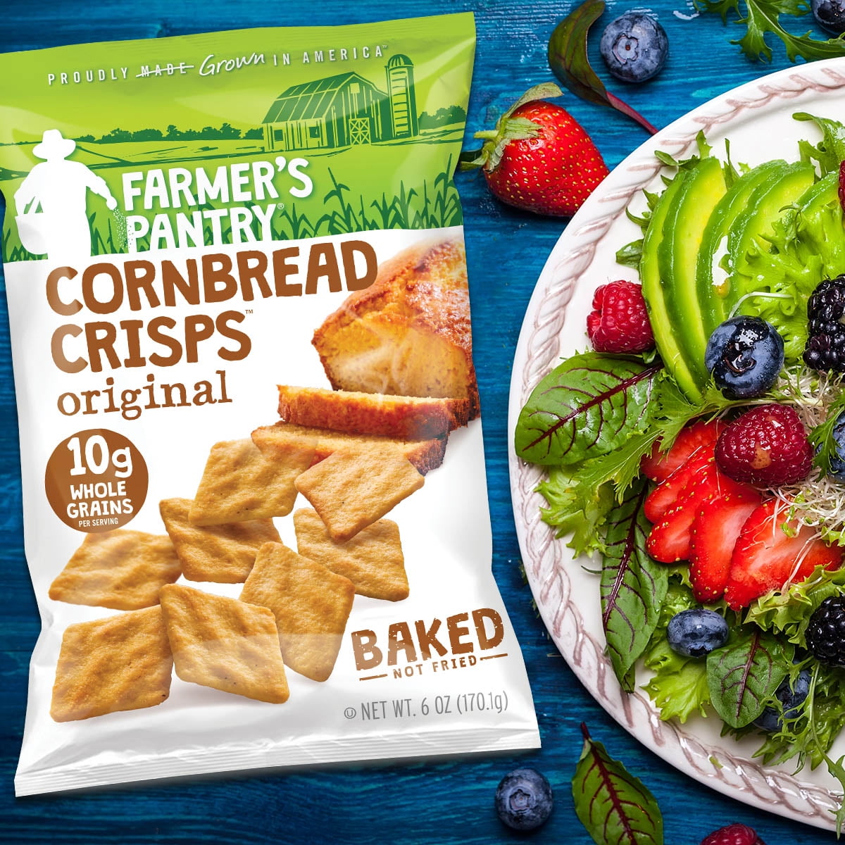 Farmer's Pantry Cornbread Crisps Variety Pack, Original/Honey Butter, 12 Pack, 6 oz Bags