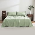 thumbnail image 2 of Luxurious Pure French Linen Sheets set 1 Fitted Sheet 1 Flat Sheet 2 Pillowcases - Full Size Sage, 2 of 6