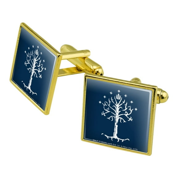 Lord of the Rings Tree of Gondor Square Cufflink Set - Silver or Gold