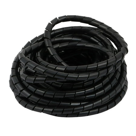 Unique Bargains 8mm Dia Flexible Spiral Tube Cable Wire Wrap Manage Cord Black 3.5 Meters Long