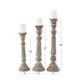 thumbnail image 4 of DecMode 3 Candle Light Gray Mango Wood Handmade Candle Holder, Set of 3, 4 of 10
