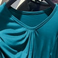 thumbnail image 3 of Fanxing Tunic Tees Long Sleeve Solid ColorStretchy T Shirts Trendy Basic Tees Summer Tops 2025 Fashion, 3 of 5