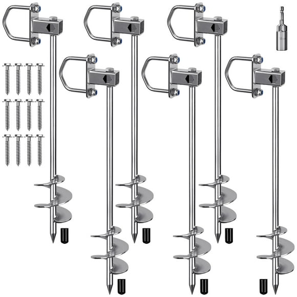Insaga Ancres de Sol Polyvalentes, Piquets de Trampoline Entièrement Soudés, Ancres de Maison Mobile 16,5 Pieds', Trousse d'Ancrage pour Remise de Trampoline, Ensemble de Balançoire, Abri d'Auto, P
