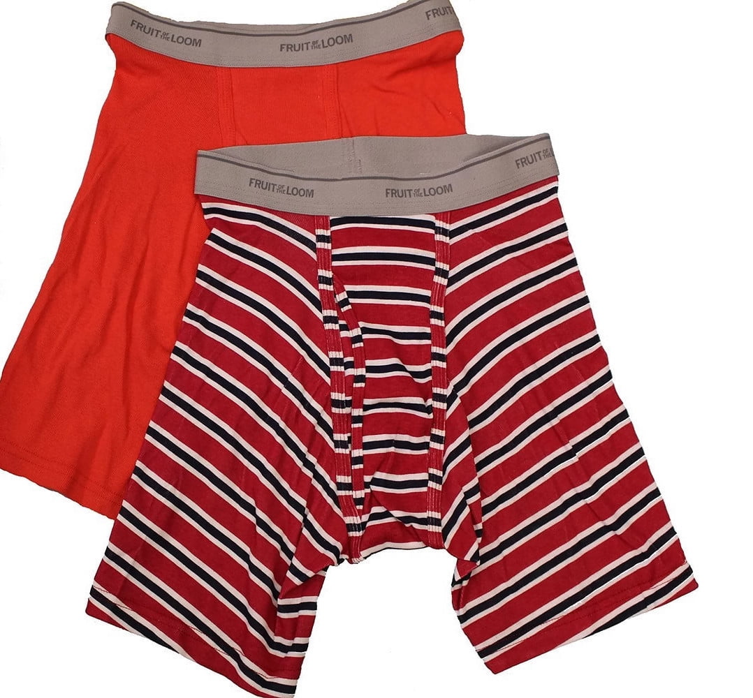 Fruit of the Loom Men`s 3Pack Boxer Briefs, M, Stripes/Solid Asst