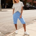 thumbnail image 3 of Hngshg Plus Size Cargo Capris for Women Bow Drawstring Solid Color Casual Pants with Pockets Summer Vacation Workout Pants, 3 of 7