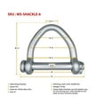 thumbnail image 3 of (2 Pack) Web Sling Shackle - 6" w/ Quick Pin, 23,500 lbs WLL, White Blue Zinc, for Recovery Straps, Auto Hauling, Towing, 3 of 5