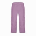 thumbnail image 6 of Capri Cargo Shorts for Men - Below Knee Long Shorts with Pockets Dstring Elastic Waist Baggy Utility Hiking Pants,2XL, 6 of 7