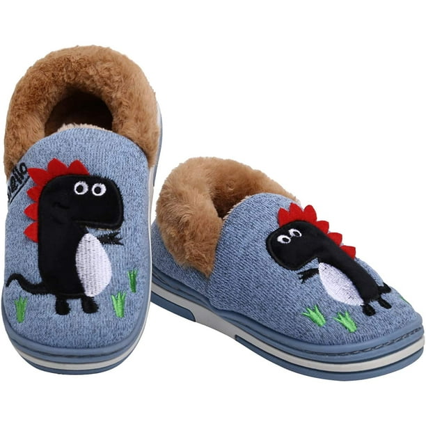 Chausson Enfant - Animaux Peluche Slippers - Dinosaure - Bleu - 1