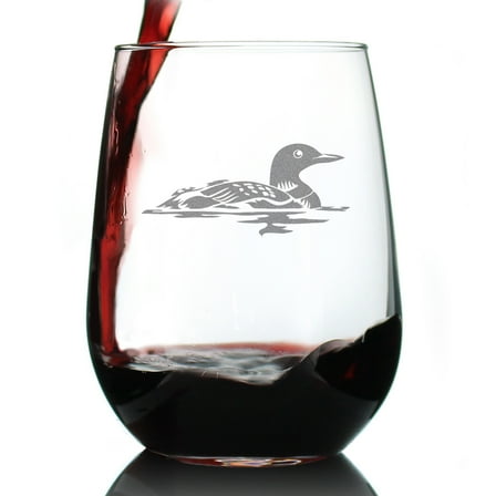 Bevvee Stemless Wine Glass 17 oz Loon Gifts for Nature Lovers Wine Glasses