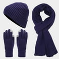 thumbnail image 2 of Baberdicy Head Wraps for Women's Hair Scarf Gloves Hat Set for Teen Girls Women Men Autumn Winter Warm Wool Hat Scarf Gloves Three Pieces Headwraps Navy, 2 of 5