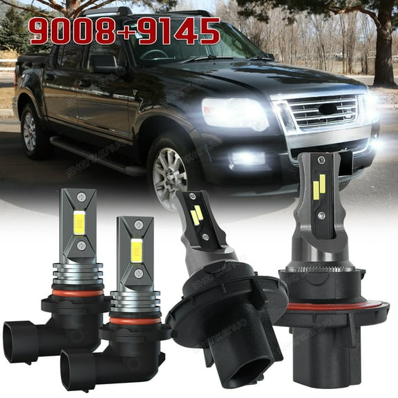 For Ford Explorer Sport Trac 2007-2010 Quayub 6000K LED Headlight Bulbs Hi Lo Fog Light