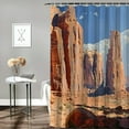 thumbnail image 2 of Creowell  National Parks Shower Curtain, Grand Canyon Rock Formations Redrocks Carved American Arizona Desert, Cloth Fabric Bathroom Decor Set with Hooks, Orange Blue White, 2 of 7