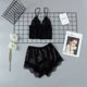 thumbnail image 4 of Pijama Sexy de seda con tirantes para mujer, ropa de dormir de dos piezas, pantalones cortos, Conjunto de pijama de encaje, camisón Sexy, ropa de casa informal de verano, 4 of 4