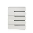 thumbnail image 2 of BenJara Ara 49 Inch Tall Dresser Chest, 5 Drawers, Crystal Accents, Glossy White, 2 of 6