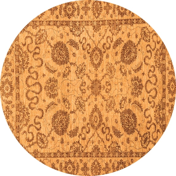 Ahgly Company Indoor Round Oriental Orange Modern Area Rugs, 6' Round