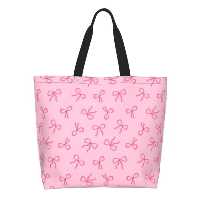 Disketp Pink Bows Bolsa Tote Estampada para Mujer, Bolso de Hombro y de Mano para Compras y Viajes