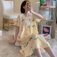 thumbnail image 2 of Pijamas con estampado naranja para mujer, camisón de encaje de estilo coreano, vestido de noche de verano, ropa de dormir de manga corta con lazo, ropa de casa, 2 of 4