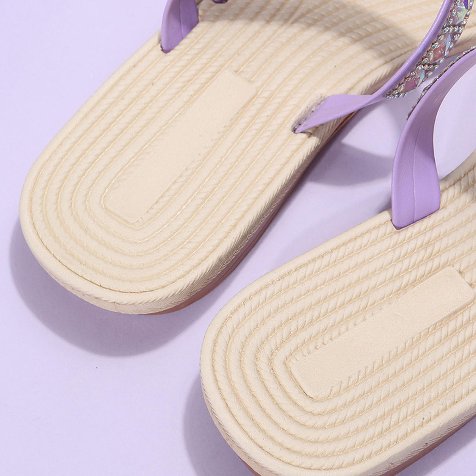 Kukoosong Flat Sandals Women Flip Flops for Women Rhinestone Toe ...
