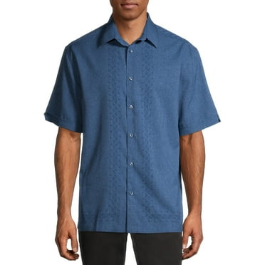 GEORGE Plaid Cotton Viscose Button-Up Shirt (Men's or Men's Big & Tall ...