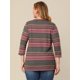 thumbnail image 5 of Top de Punto de Rayas Boho Cuello Vuelto Agnes Orinda Rojo 4XL, 5 of 6