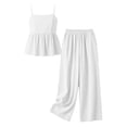 thumbnail image 5 of OGLCCG Girls Two Piece Outfits 2 Piece Linen Camisole Tank Top and Long Pants Set Teen Kids Trendy Beach Clothes Sets 3-14 Years, 5 of 5