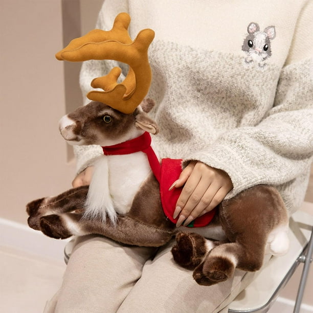 Predolo Reno Navideño De Peluche 42 Cm – Con Bufanda, Tela De Felpa Suave, Diseño Festivo, Ideal Como Decoración, Regalo Y Compañero De Juegos