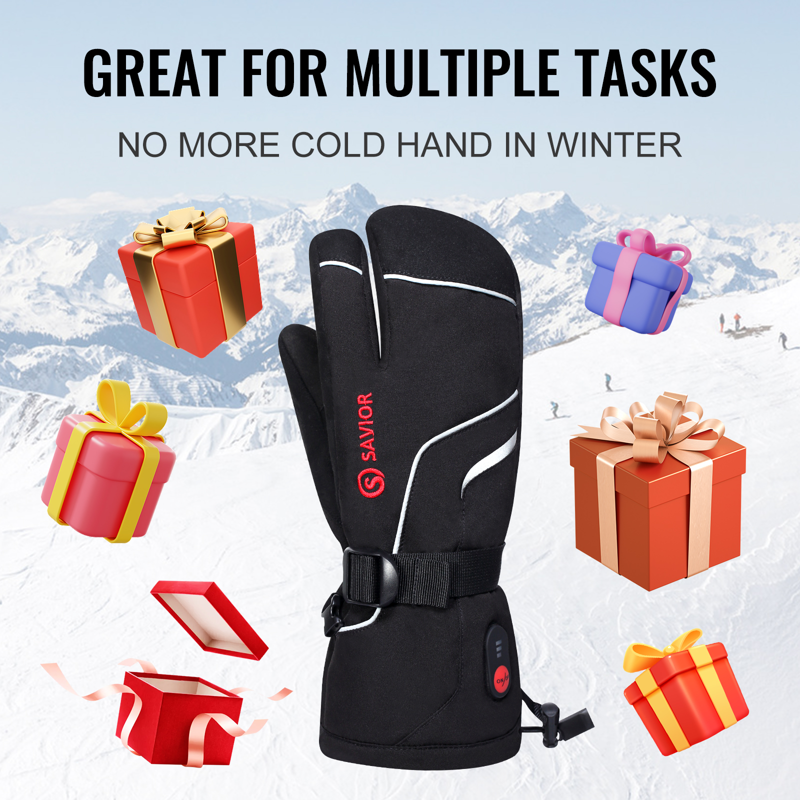 Snow Deer Heated Gloves, Unisex Rechargeable Battery-Powered Thermal Electric Gloves for Winter Outdoor Activities