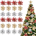 thumbnail image 5 of 1 ~ 20 piezas de flores navideñas rosas brillantes para árbol de Navidad, adornos de flores artificiales de 14 cm, decoración navideña 2024 para el hogar, Año Nuevo, 5 of 5