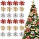 thumbnail image 5 of 1 ~ 20 piezas de flores navideñas rosas brillantes para árbol de Navidad, adornos de flores artificiales de 14 cm, decoración navideña 2024 para el hogar, Año Nuevo, 5 of 5