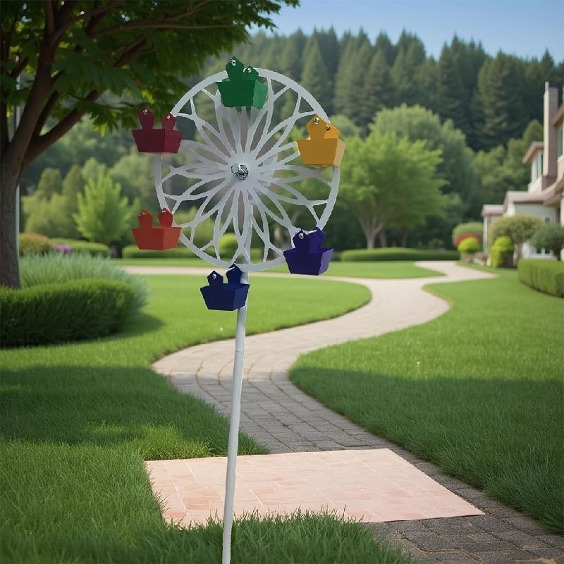 Stainless Steel Rotating Ferris Wheel Bird Feeder Windmill Garden Decoration